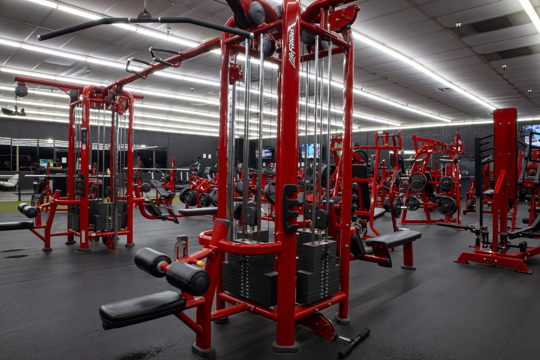 Strength Station strength floor with red cable stations